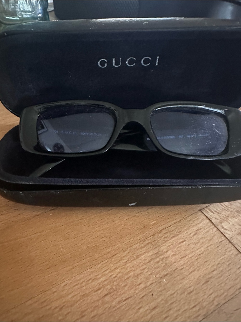 Gucci Black Rectangular Women's Sunglasses
